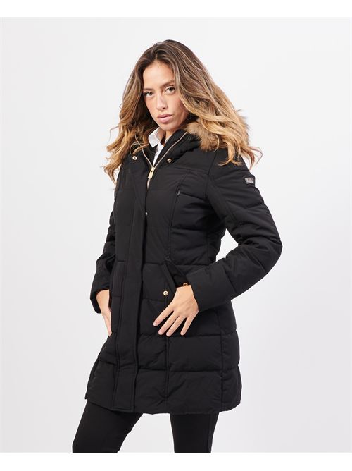 Yes Zee long quilted jacket with hood YES ZEE | O004-NT000801